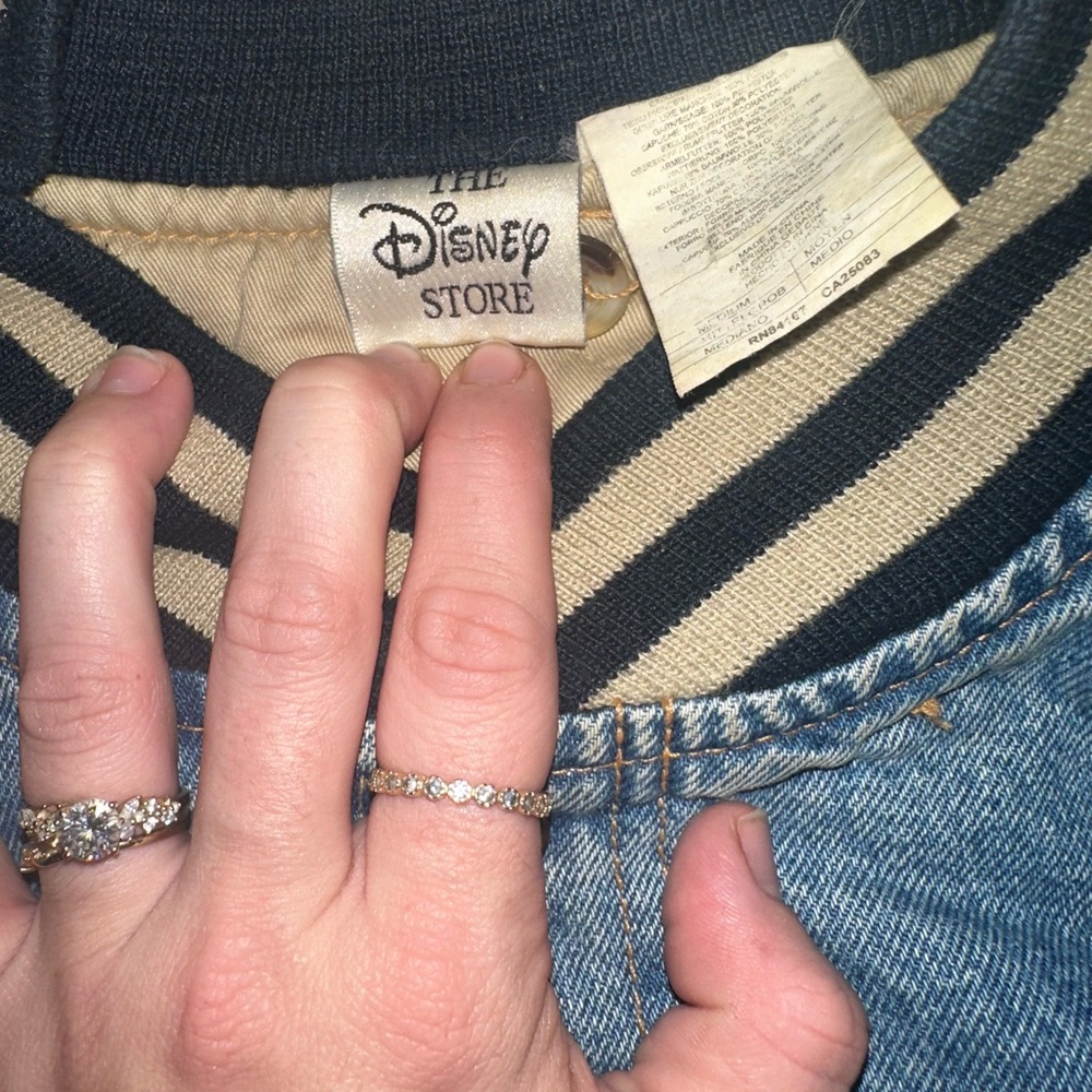 Vintage Disney Store Winnie the Pooh Unisex Denim Quilted Bomber Jacket - Picture 5 of 7